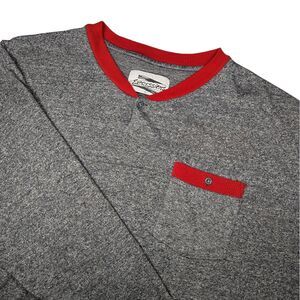 Vintage Expressions Long Sleeve T Shirt XL Ringer Collar Henley Neck With Pocket